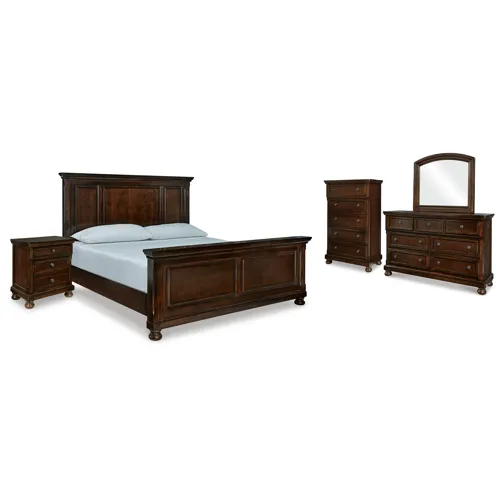 Porter King Panel Bed, Dresser, Mirror, Chest and Nightstand