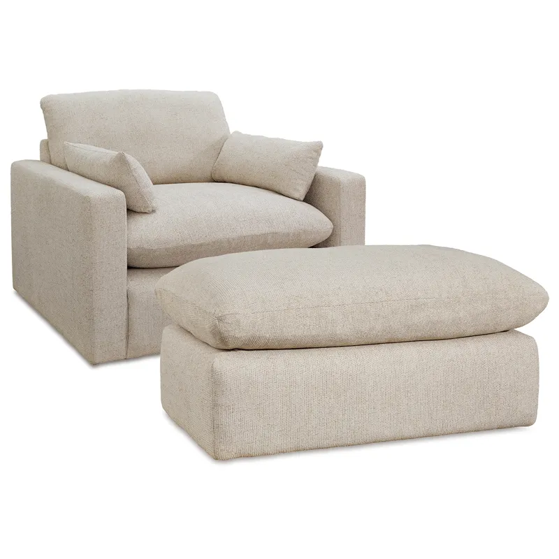 Refined Oversized Chair and Ottoman