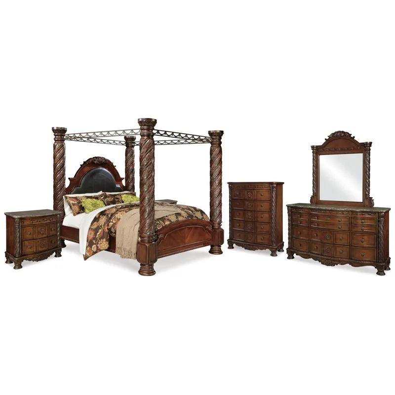 North Shore King Poster Bed, Dresser, Mirror, Chest and 2 Nightstands