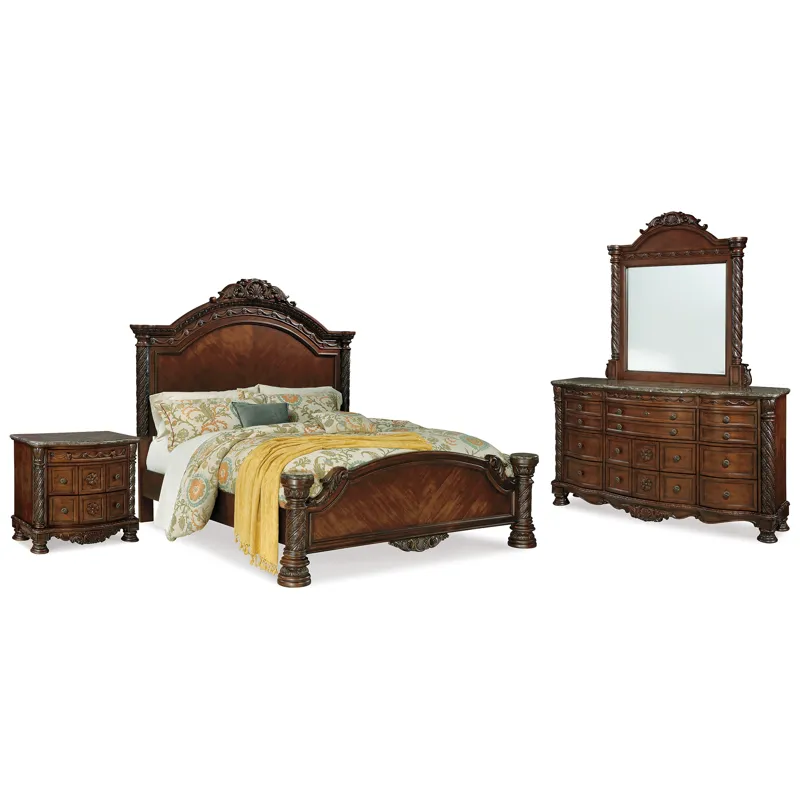 North Shore Queen Panel Bed, Dresser, Mirror and Nightstand