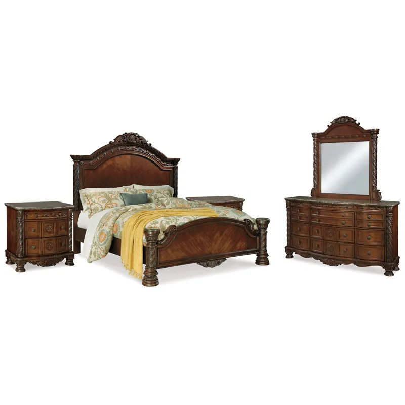 North Shore King Panel Bed, Dresser, Mirror and 2 Nightstands