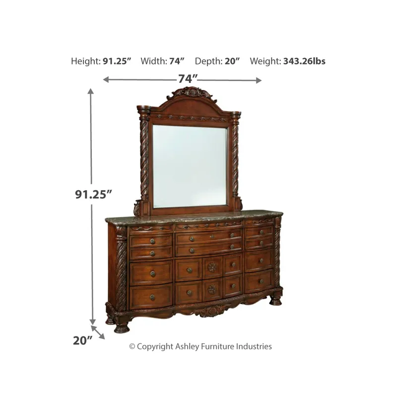 North Shore King Panel Bed, Dresser, Mirror, Chest and Nightstand