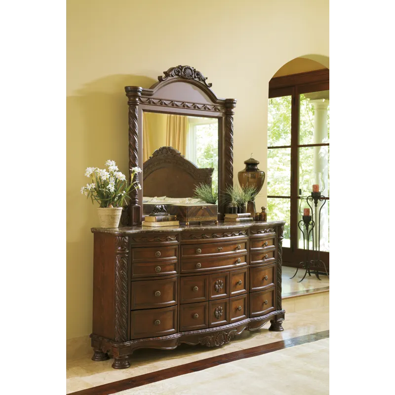 North Shore King Panel Bed, Dresser, Mirror, Chest and Nightstand