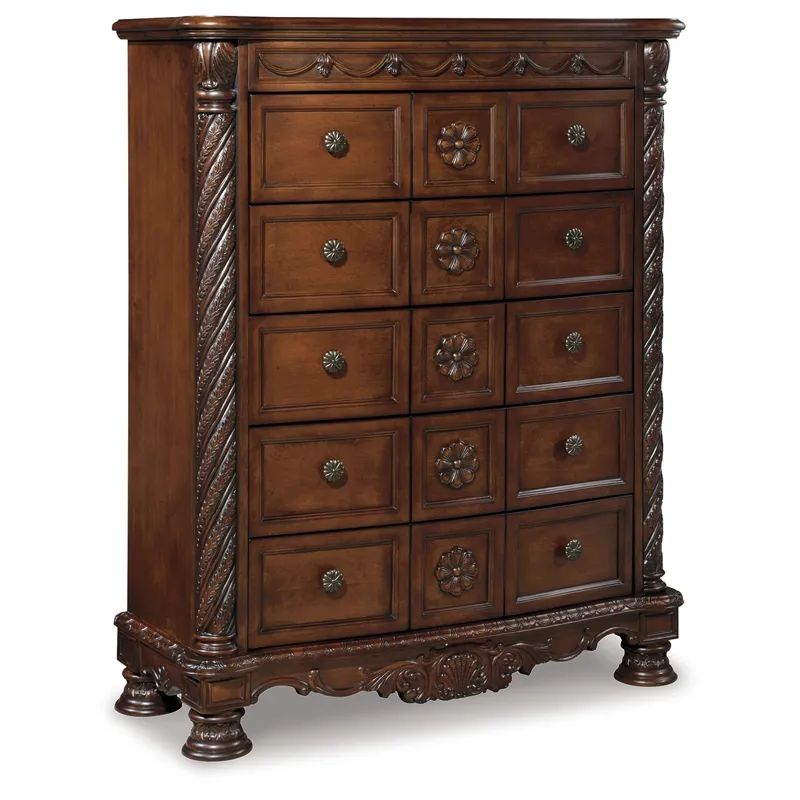 North Shore King Panel Bed, Dresser, Mirror, Chest and Nightstand