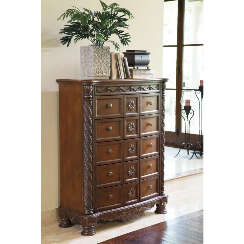 North Shore King Panel Bed, Dresser, Mirror, Chest and Nightstand