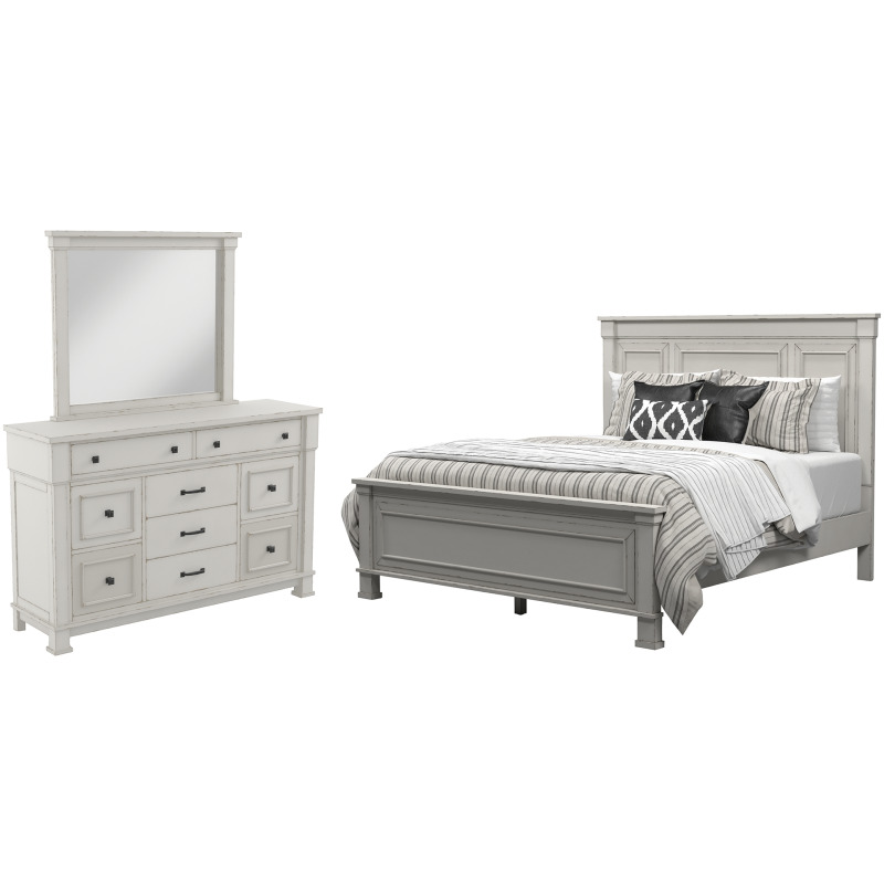 (^з^)-☆ Charlie Jenny Ashleyセット Jennily Queen Panel Bed with Dresser and Mirror B642B3 by