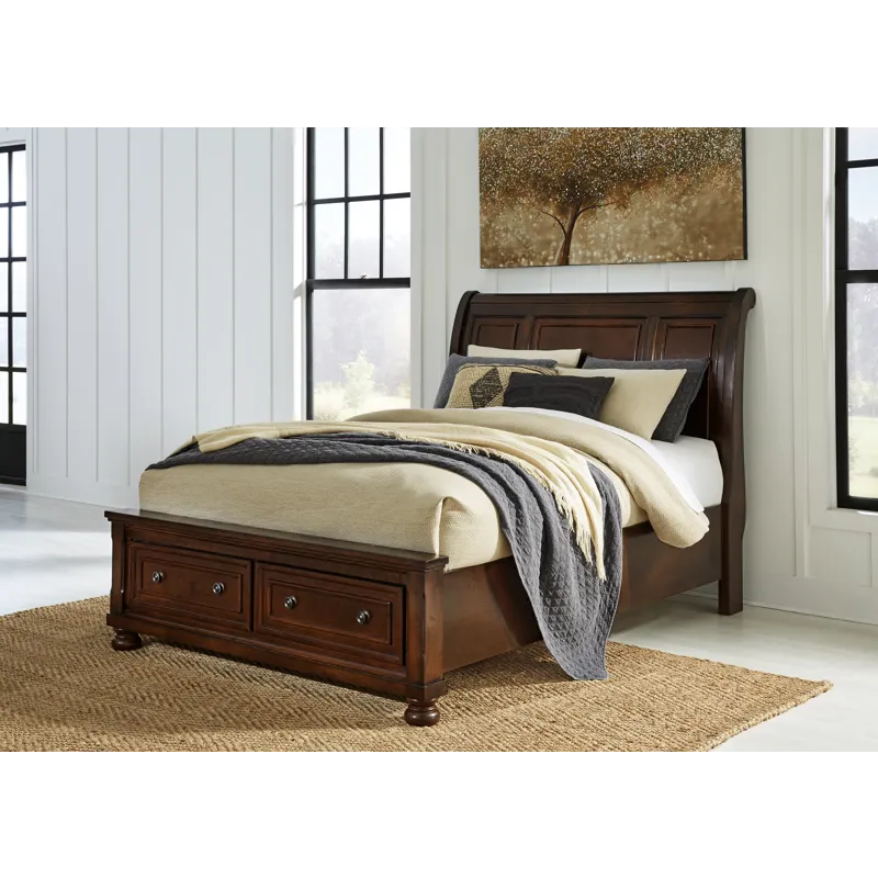 Porter Queen Sleigh Storage Bed, Dresser and Mirror