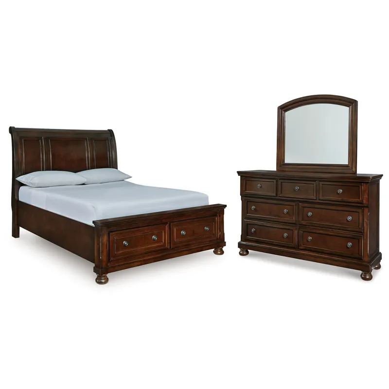 Porter Queen Sleigh Storage Bed, Dresser and Mirror