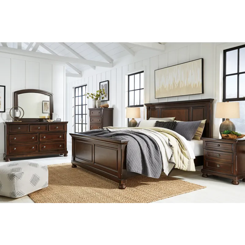 Porter California King Panel Bed, Dresser, Mirror, Chest and 2 Nightstands