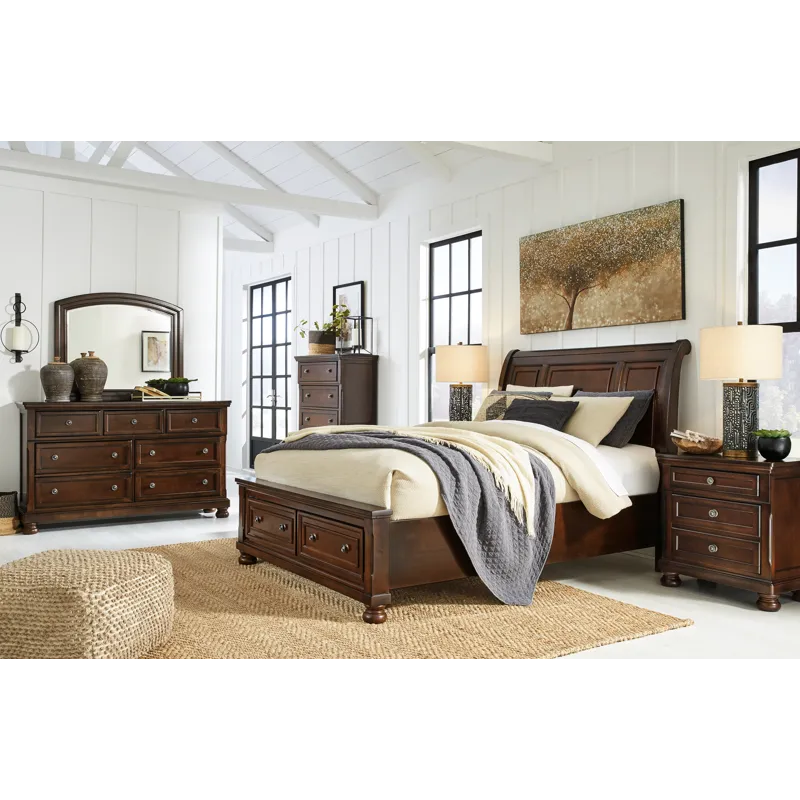 Porter Queen Sleigh Bed, Dresser, Mirror, Chest and Nightstand