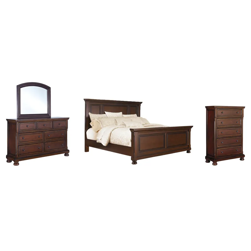 Porter King Panel Bed, Dresser, Mirror and Chest