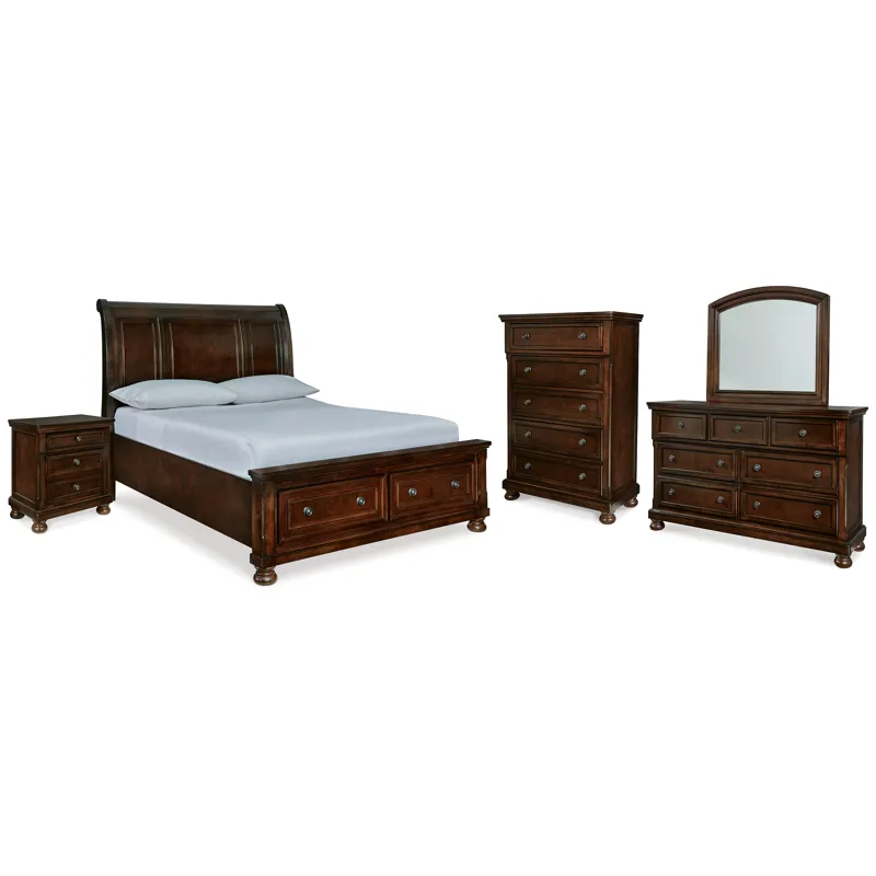 Porter Queen Sleigh Bed, Dresser, Mirror, Chest and Nightstand