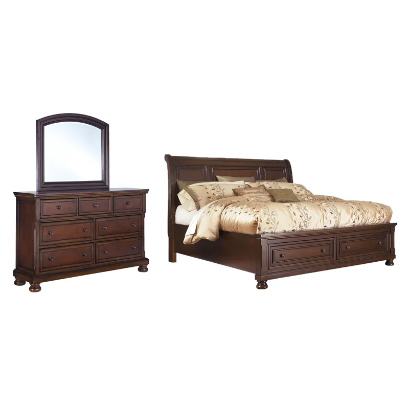 Porter Queen Sleigh Bed, Dresser and Mirror