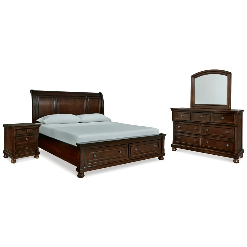 Porter California King Sleigh Bed, Dresser, Mirror and Nightstand
