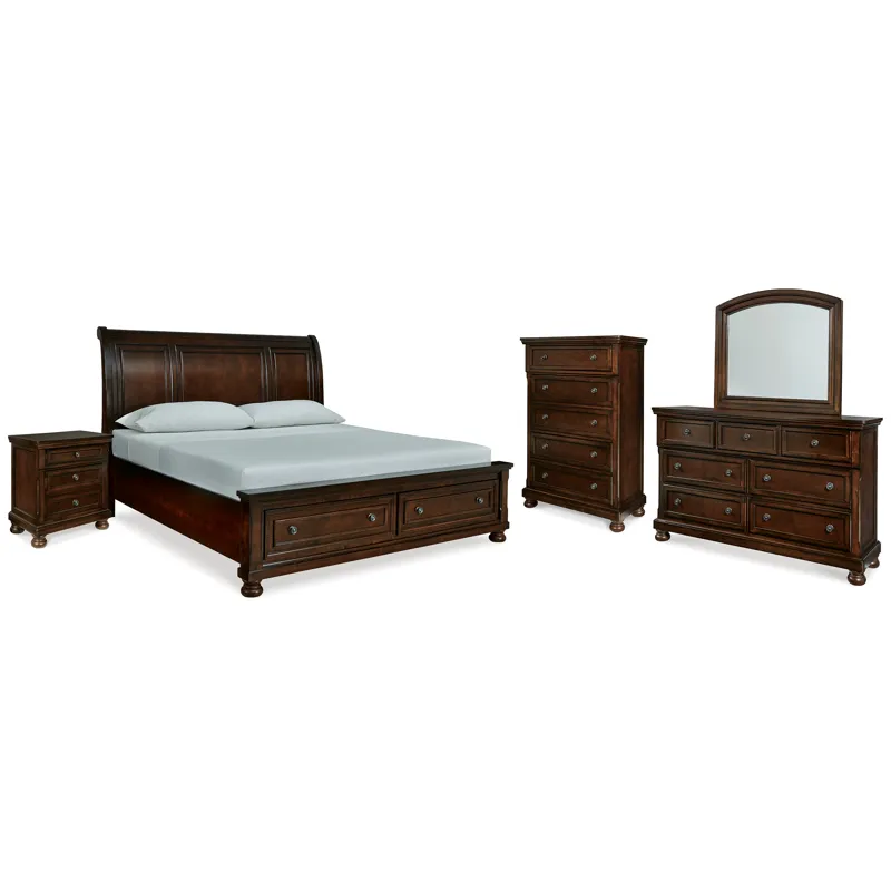 Porter King Sleigh Bed, Dresser, Mirror, Chest and Nightstand