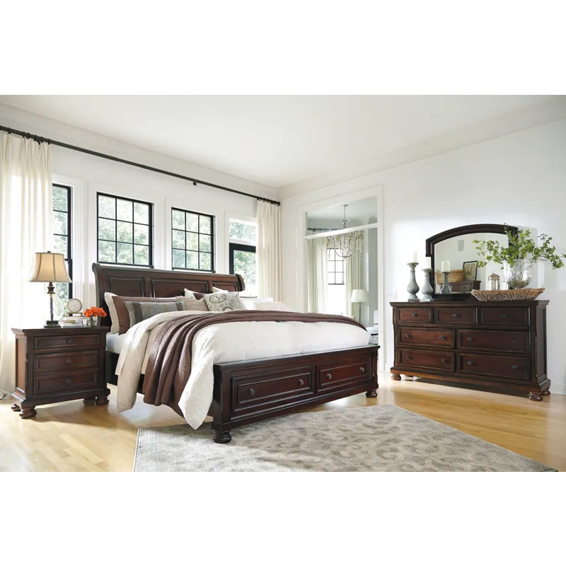 Porter California King Sleigh Bed, Dresser, Mirror and Nightstand