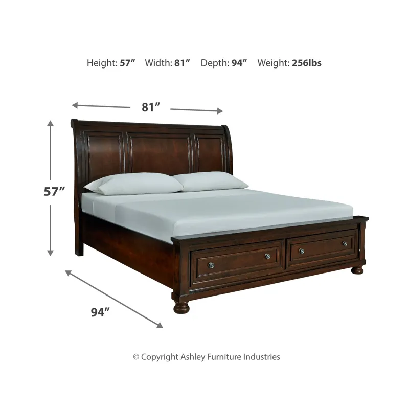 Porter King Sleigh Storage Bed, Dresser and Mirror
