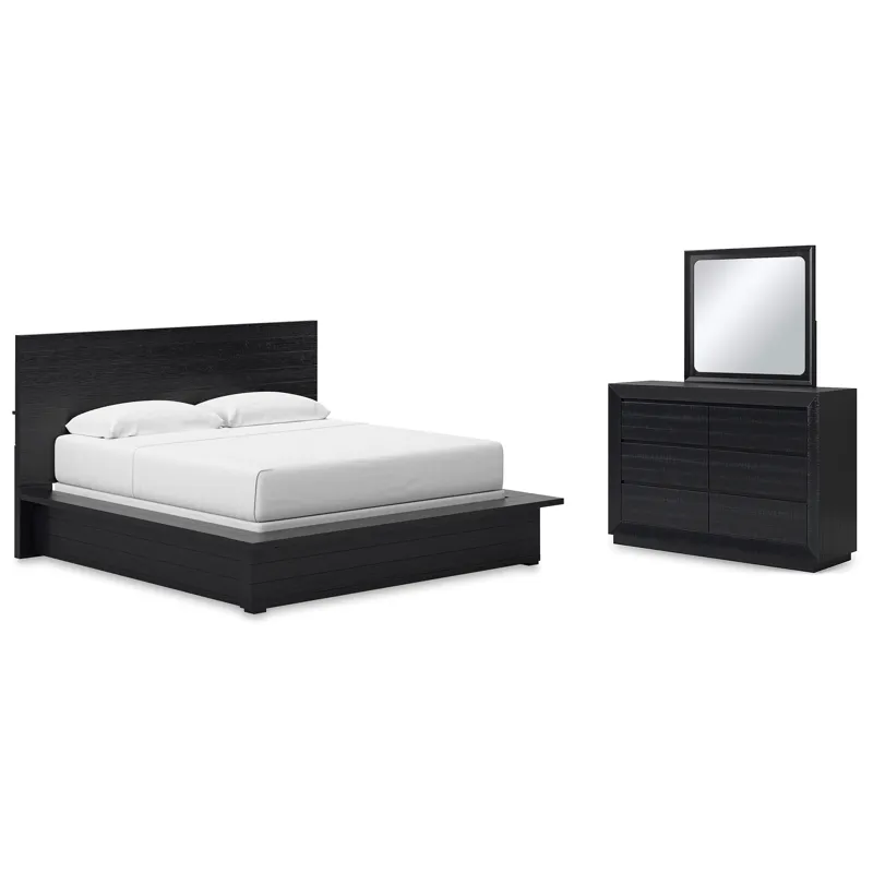 Londer King Panel Bed, Dresser and Mirror