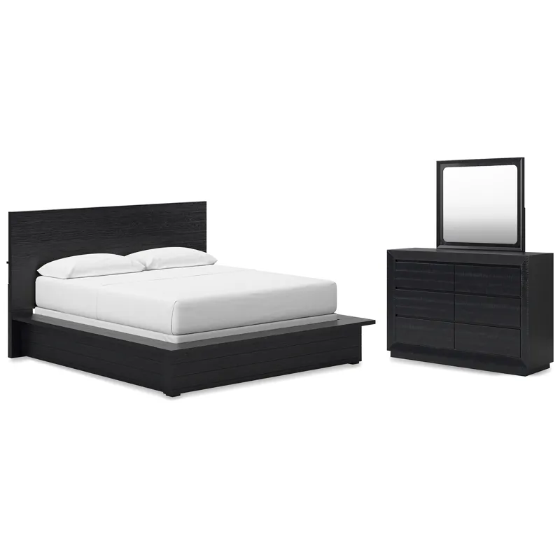 Londer California King Panel Bed, Dresser and Mirror