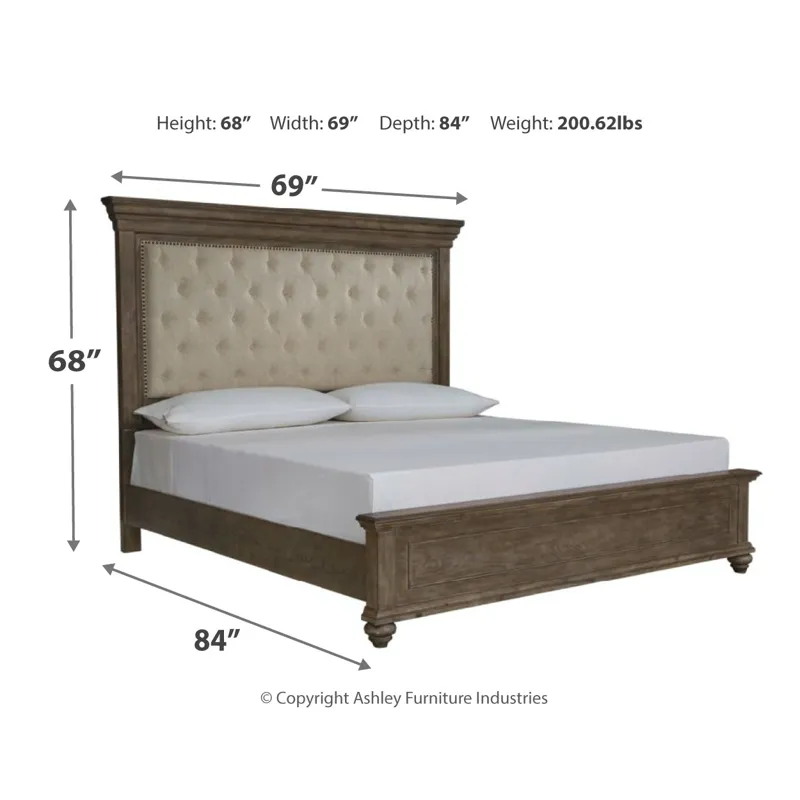 Johnelle Queen Upholstered Bed, Dresser and Mirror