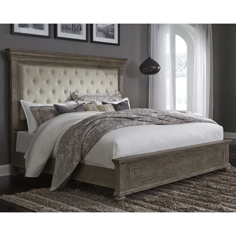 Johnelle Queen Upholstered Bed, Dresser and Mirror