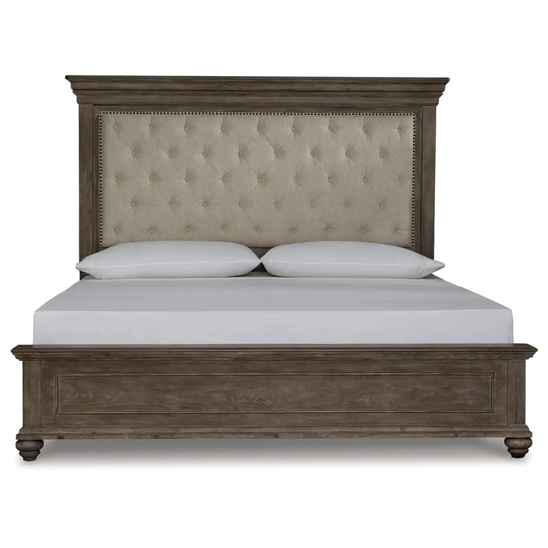 Johnelle Queen Upholstered Bed, Dresser and Mirror