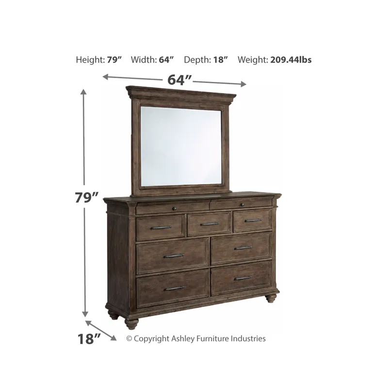 Johnelle Queen Upholstered Bed, Dresser and Mirror