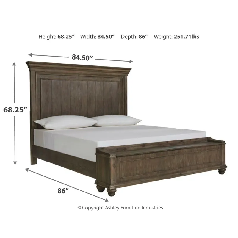 Johnelle California King Panel Bed with Storage, Dresser and Mirror