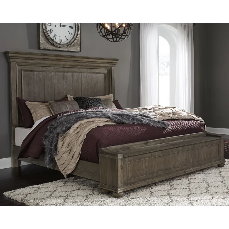 Johnelle California King Panel Bed with Storage, Dresser and Mirror