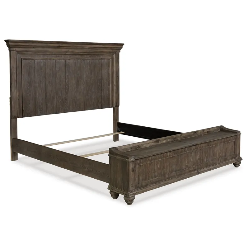 Johnelle California King Panel Bed with Storage, Dresser and Mirror