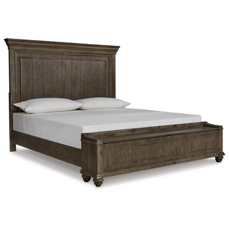 Johnelle California King Panel Bed with Storage, Dresser and Mirror