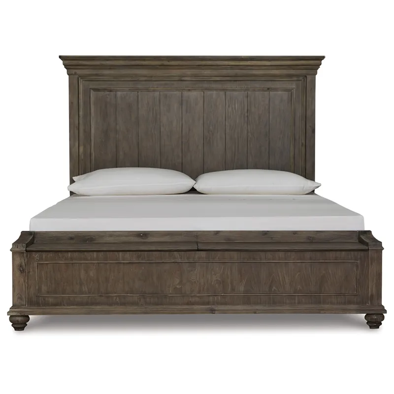 Johnelle California King Panel Bed with Storage, Dresser and Mirror
