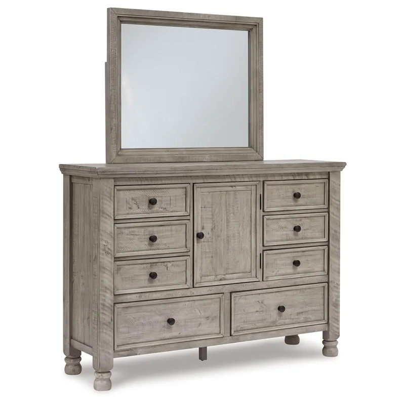 Harrastone Queen Panel Bed, Dresser and Mirror