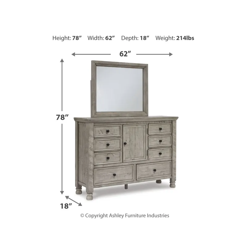 Harrastone Queen Panel Bed, Dresser and Mirror