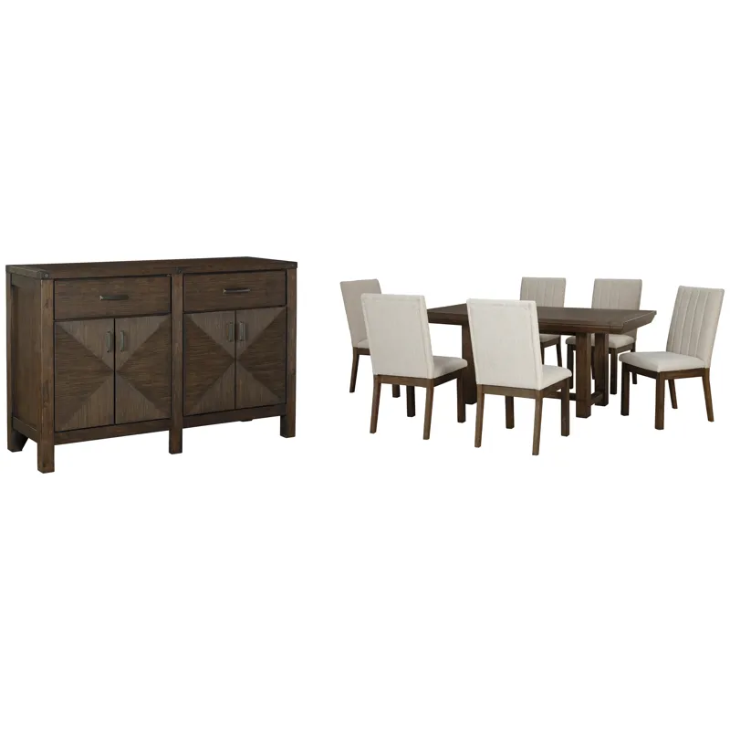 Dellbeck Dining Table and 6 Chairs with Server