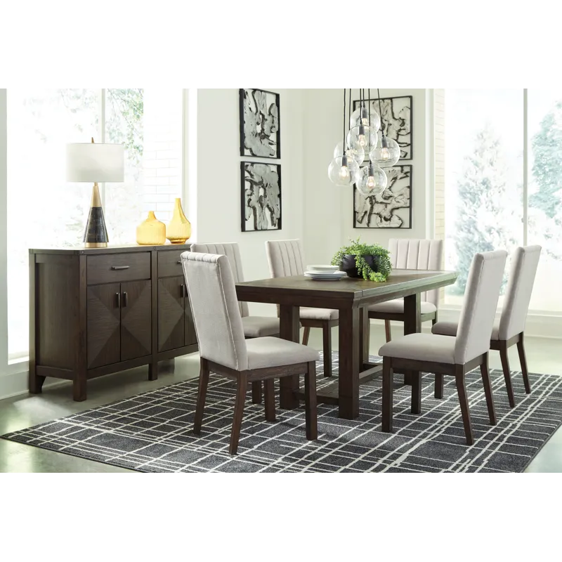 Dellbeck Dining Table and 6 Chairs with Server