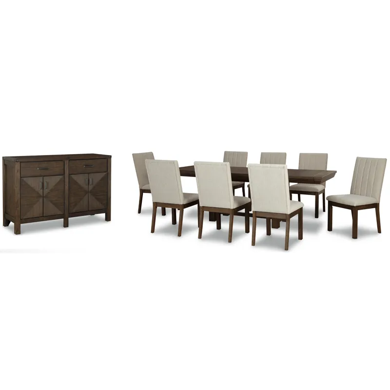 Dellbeck Dining Table with 8 Chairs and Server
