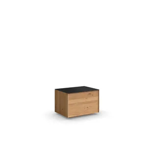 AVITA NIGHT TABLE, 2 DRAWERS WITH GLASS TOP