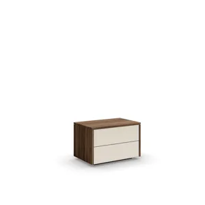 MYA NIGHT TABLE, 2 DRAWERS WITH GLASS DRAWER FRONTS