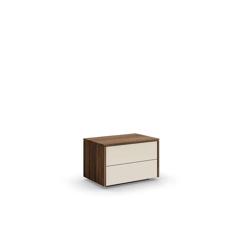 MYA NIGHT TABLE, 2 DRAWERS WITH GLASS DRAWER FRONTS