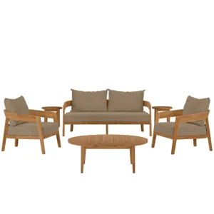 Brisbane 6-Piece Teak Wood Outdoor Patio Outdoor Patio Set