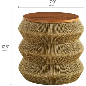 Maris Seagrass and Wood End Table in Walnut Natural