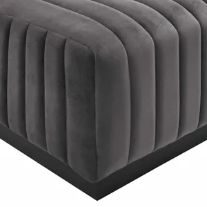 Conjure Channel Tufted Performance Velvet Ottoman - Gray
