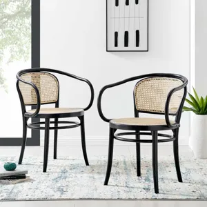 Oliana Black Wood Dining Armchair Set of 2