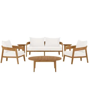 Brisbane 6-Piece Teak Wood Outdoor Patio Outdoor Patio Set