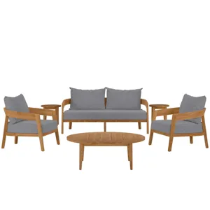 Brisbane 6-Piece Teak Wood Outdoor Patio Outdoor Patio Set