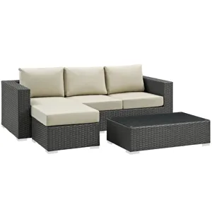 Sojourn 3 Piece Outdoor Patio Sunbrella Sectional Set
