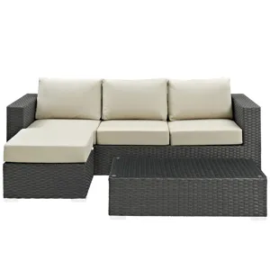 Sojourn 3 Piece Outdoor Patio Sunbrella Sectional Set