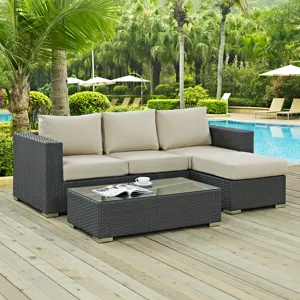 Sojourn 3 Piece Outdoor Patio Sunbrella Sectional Set