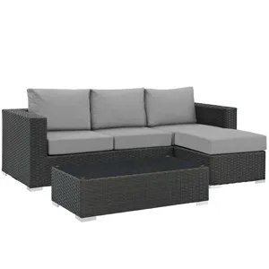 Sojourn 3 Piece Outdoor Patio Sunbrella Sectional Set